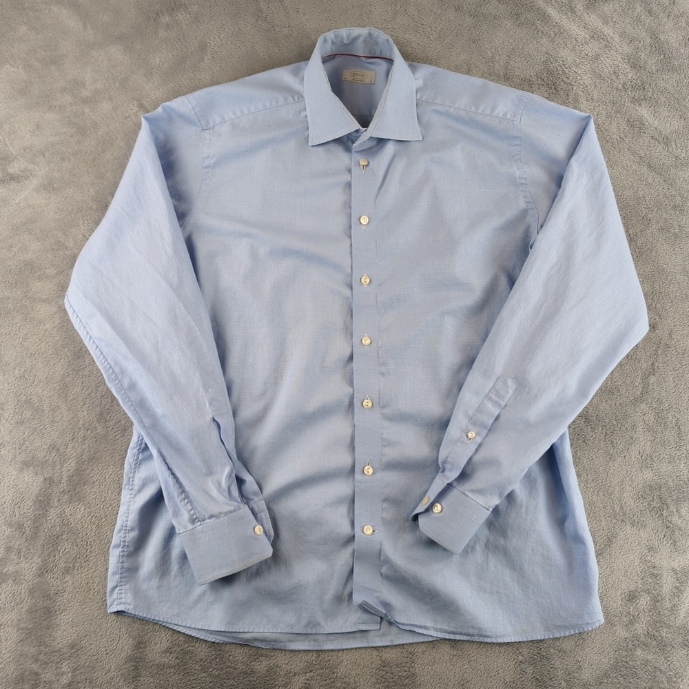 Eton Shirt Mens 18 46 Blue Contemporary Fit Button Up Long Sleeve Dress Workwear